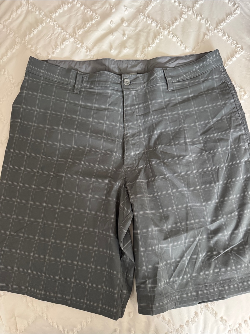 Champion Gray Plaid Flat-Front Men's Shorts XL
